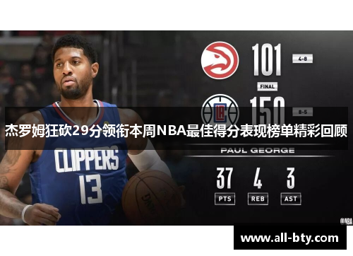 杰罗姆狂砍29分领衔本周NBA最佳得分表现榜单精彩回顾